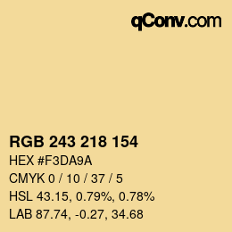 Color code: RGB 243 218 154 | qconv.com