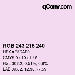 Color code: RGB 243 218 240 | qconv.com