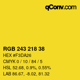 颜色代码: RGB 243 218 38 | qconv.com