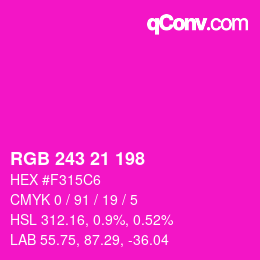 Color code: RGB 243 21 198 | qconv.com