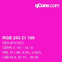 Color code: RGB 243 21 199 | qconv.com