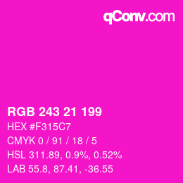 Color code: RGB 243 21 199 | qconv.com