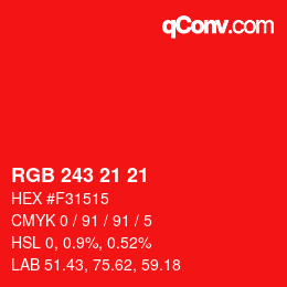 Color code: RGB 243 21 21 | qconv.com