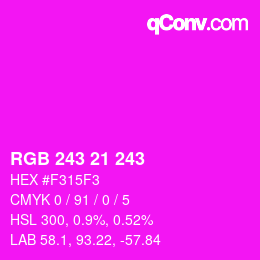 Color code: RGB 243 21 243 | qconv.com