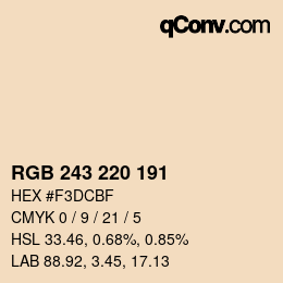 カラーコード: RGB 243 220 191 | qconv.com