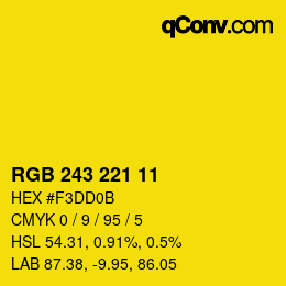 カラーコード: RGB 243 221 11 | qconv.com