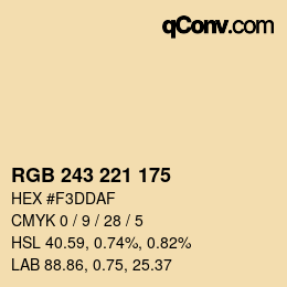Color code: RGB 243 221 175 | qconv.com
