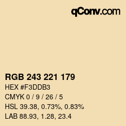 Color code: RGB 243 221 179 | qconv.com