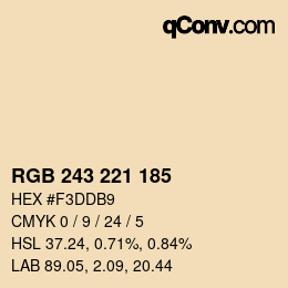 颜色代码: RGB 243 221 185 | qconv.com