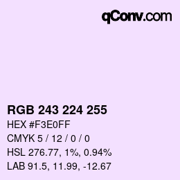 Color code: RGB 243 224 255 | qconv.com