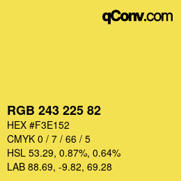 Color code: RGB 243 225 82 | qconv.com