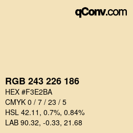 颜色代码: RGB 243 226 186 | qconv.com