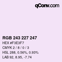 Color code: RGB 243 227 247 | qconv.com