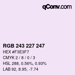 Color code: RGB 243 227 247 | qconv.com