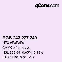 カラーコード: RGB 243 227 249 | qconv.com