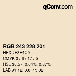 颜色代码: RGB 243 228 201 | qconv.com