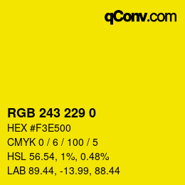 Color code: RGB 243 229 0 | qconv.com