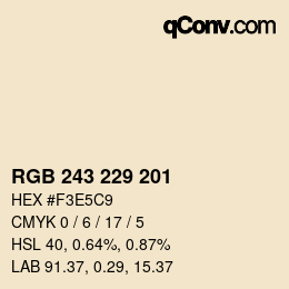 Color code: RGB 243 229 201 | qconv.com