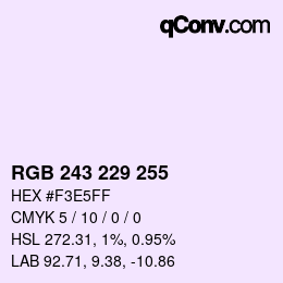 Color code: RGB 243 229 255 | qconv.com