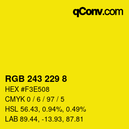 Color code: RGB 243 229 8 | qconv.com