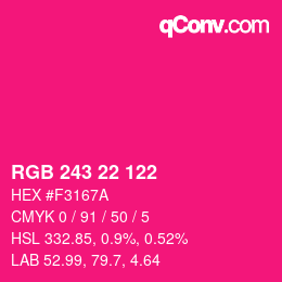 颜色代码: RGB 243 22 122 | qconv.com