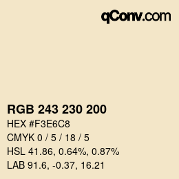 Código de color: RGB 243 230 200 | qconv.com