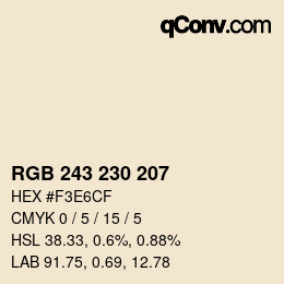 Código de color: RGB 243 230 207 | qconv.com