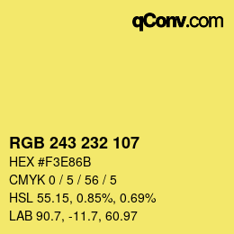 Color code: RGB 243 232 107 | qconv.com
