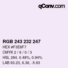 Color code: RGB 243 232 247 | qconv.com