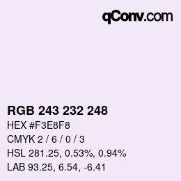 Color code: RGB 243 232 248 | qconv.com