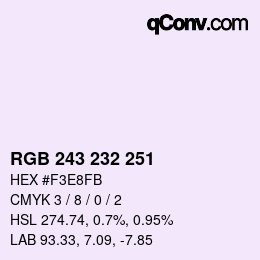 Color code: RGB 243 232 251 | qconv.com