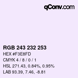 Color code: RGB 243 232 253 | qconv.com