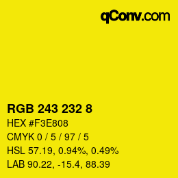 Color code: RGB 243 232 8 | qconv.com