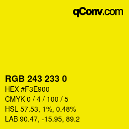 Color code: RGB 243 233 0 | qconv.com