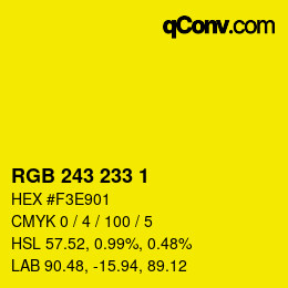 Color code: RGB 243 233 1 | qconv.com