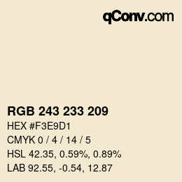 Color code: RGB 243 233 209 | qconv.com