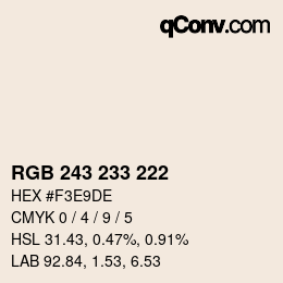 颜色代码: RGB 243 233 222 | qconv.com