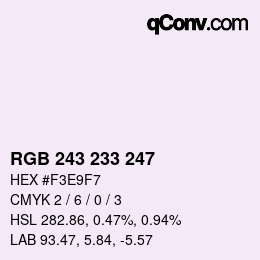 Color code: RGB 243 233 247 | qconv.com