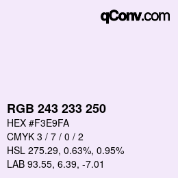 Color code: RGB 243 233 250 | qconv.com