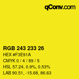 Color code: RGB 243 233 26 | qconv.com