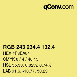 カラーコード: RGB 243 234.4 132.4 | qconv.com