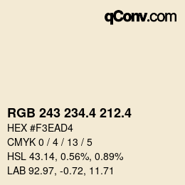 カラーコード: RGB 243 234.4 212.4 | qconv.com