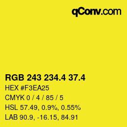 カラーコード: RGB 243 234.4 37.4 | qconv.com
