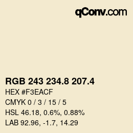 カラーコード: RGB 243 234.8 207.4 | qconv.com