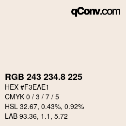 Color code: RGB 243 234.8 225 | qconv.com