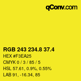 カラーコード: RGB 243 234.8 37.4 | qconv.com
