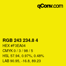 カラーコード: RGB 243 234.8 4 | qconv.com