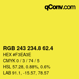 カラーコード: RGB 243 234.8 62.4 | qconv.com