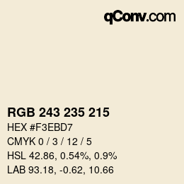 Color code: RGB 243 235 215 | qconv.com