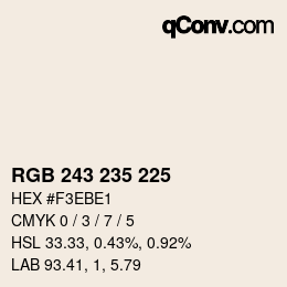颜色代码: RGB 243 235 225 | qconv.com